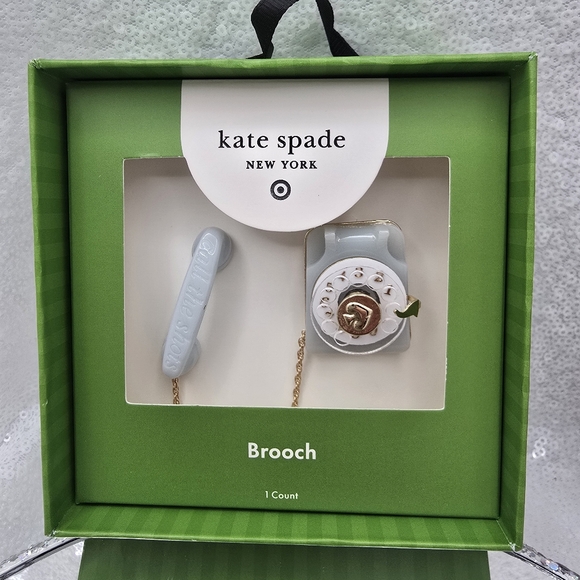 Kate Spade x Target Telephone Brooch Nostalgic Rotary Dial Phone Blue & White - Picture 2 of 14